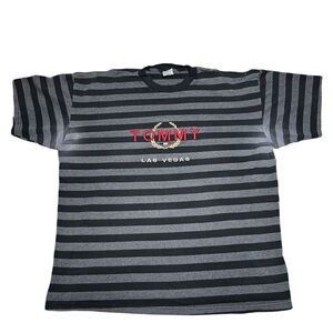 Tommy Las Vegas Striped Graphic Tee - Black & Gray